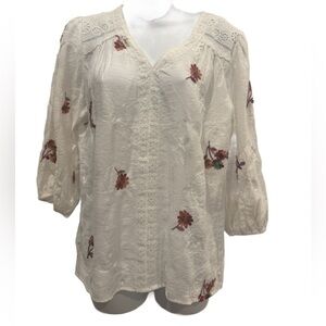 Sapphire Embroidered White Blouse. Petite Medium
